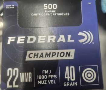 FEDERAL MUNITION .22 WMR 40GR FMJ 50 St